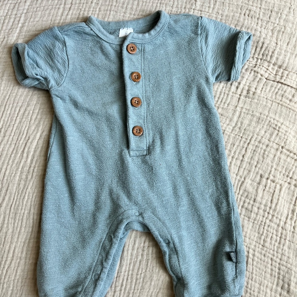 Blue Knit Footies with Relaxed Fit and Full-Length Coverage